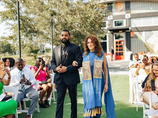 Walking the aisle, guests rising in celebration